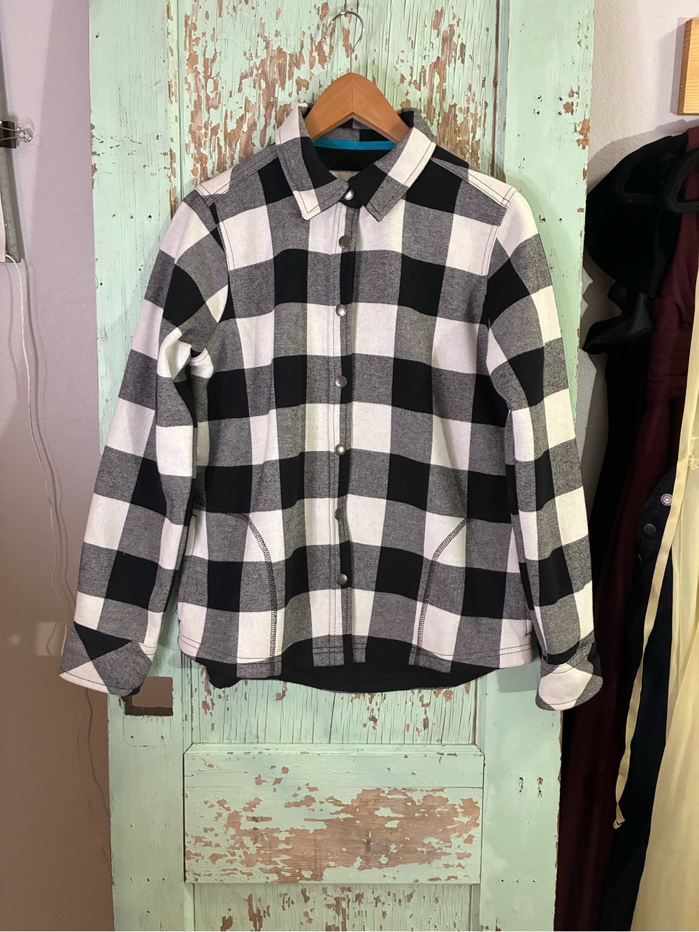 Women’s orvis Black and White plaid Button L/S button down shirt size